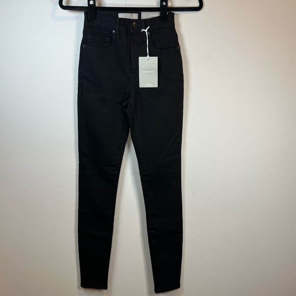 Everlane Denim - Everlane High Rise Skinny Jeans Black Denim Stretch Classic NEW Women's 23 Tall